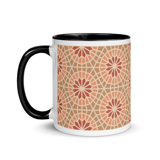 Mug with Color Inside - Geometric Star - Cocoa and Cream