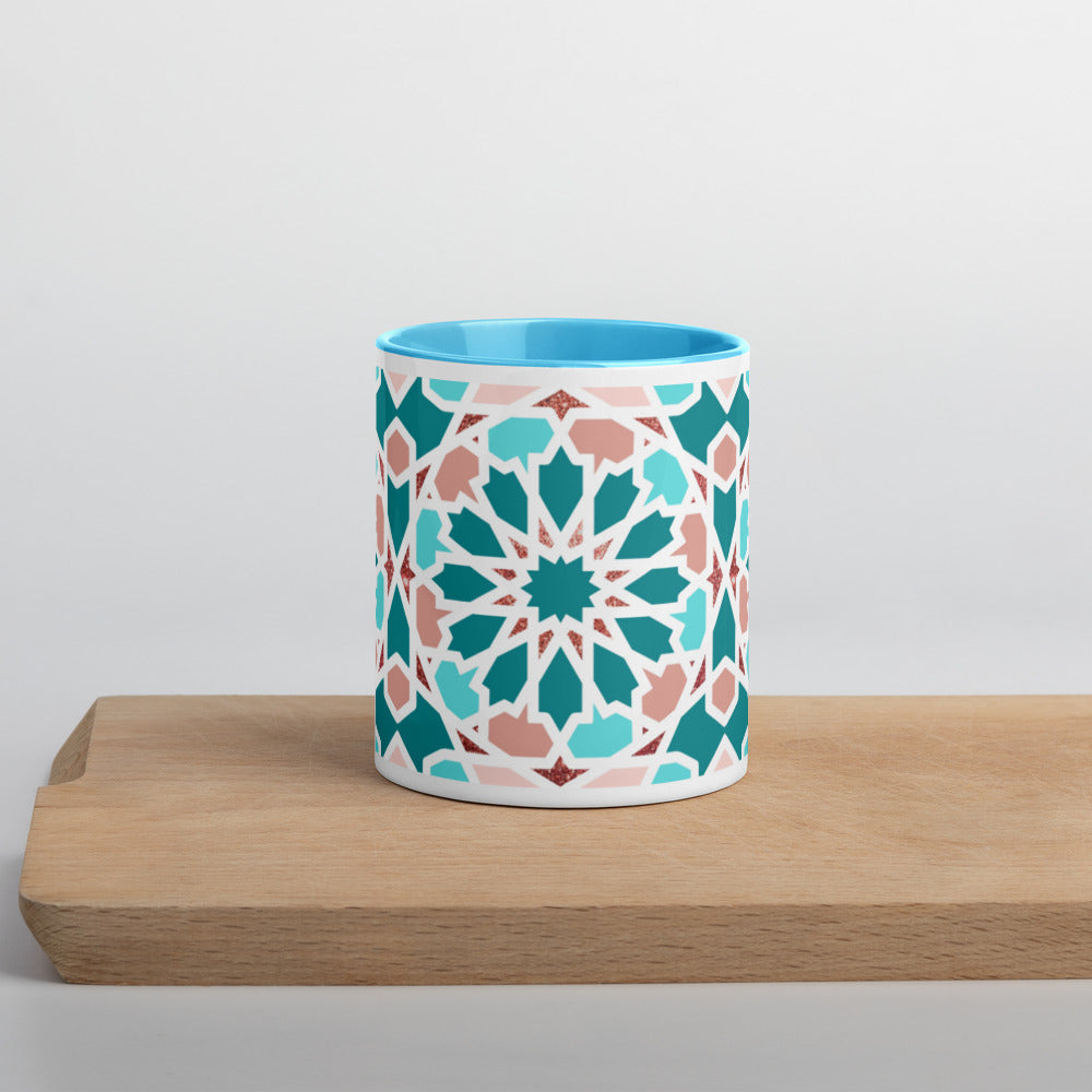 Mug with Color Inside - Geometric Arabic Pattern