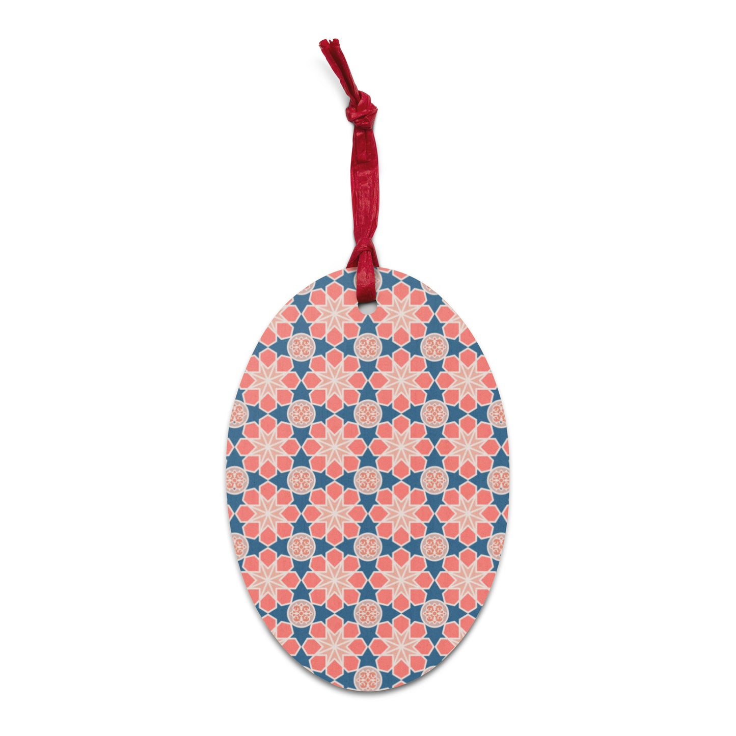 Wooden Holiday Ornaments - Geometric Arabesque Mashup in Pink