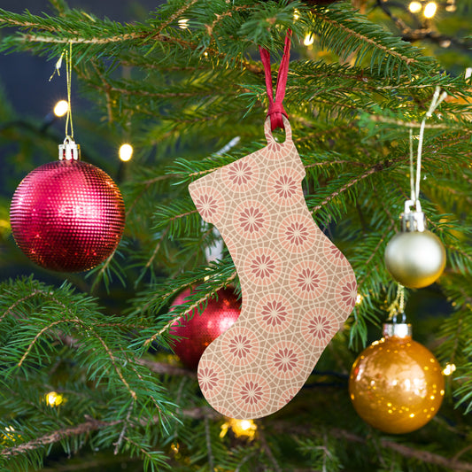 Wooden Holiday Ornaments - Geometric Star in Cocoa and Cream