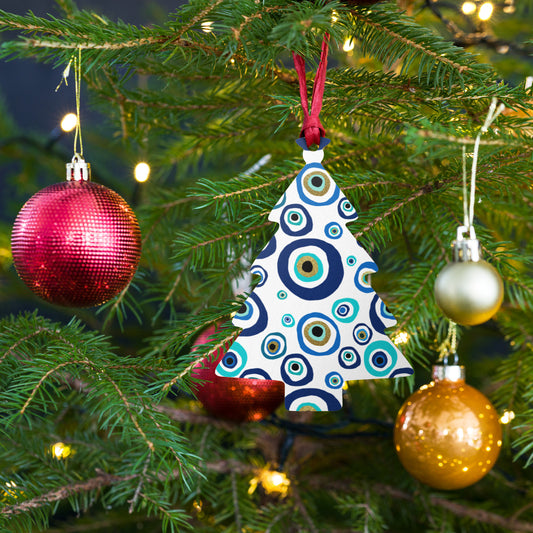 Wooden Holiday Ornaments - Nazar Evil Eye Amulet